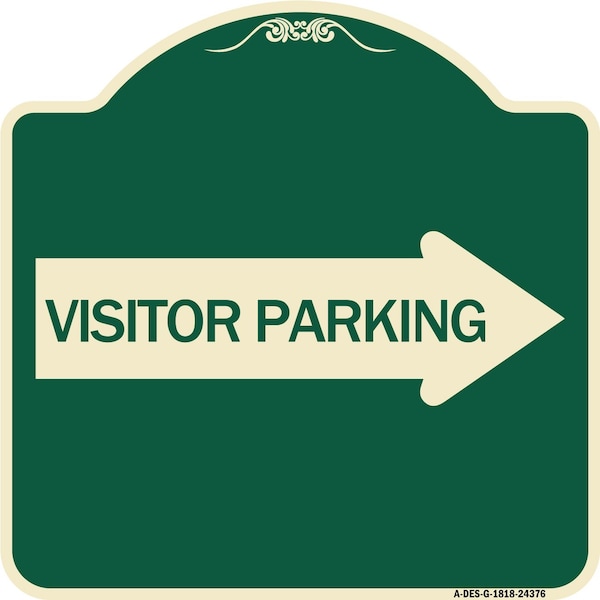 Visitor Parking With Right Arrow Heavy-Gauge Aluminum Architectural Sign, 18" x 18", G-1818-24376